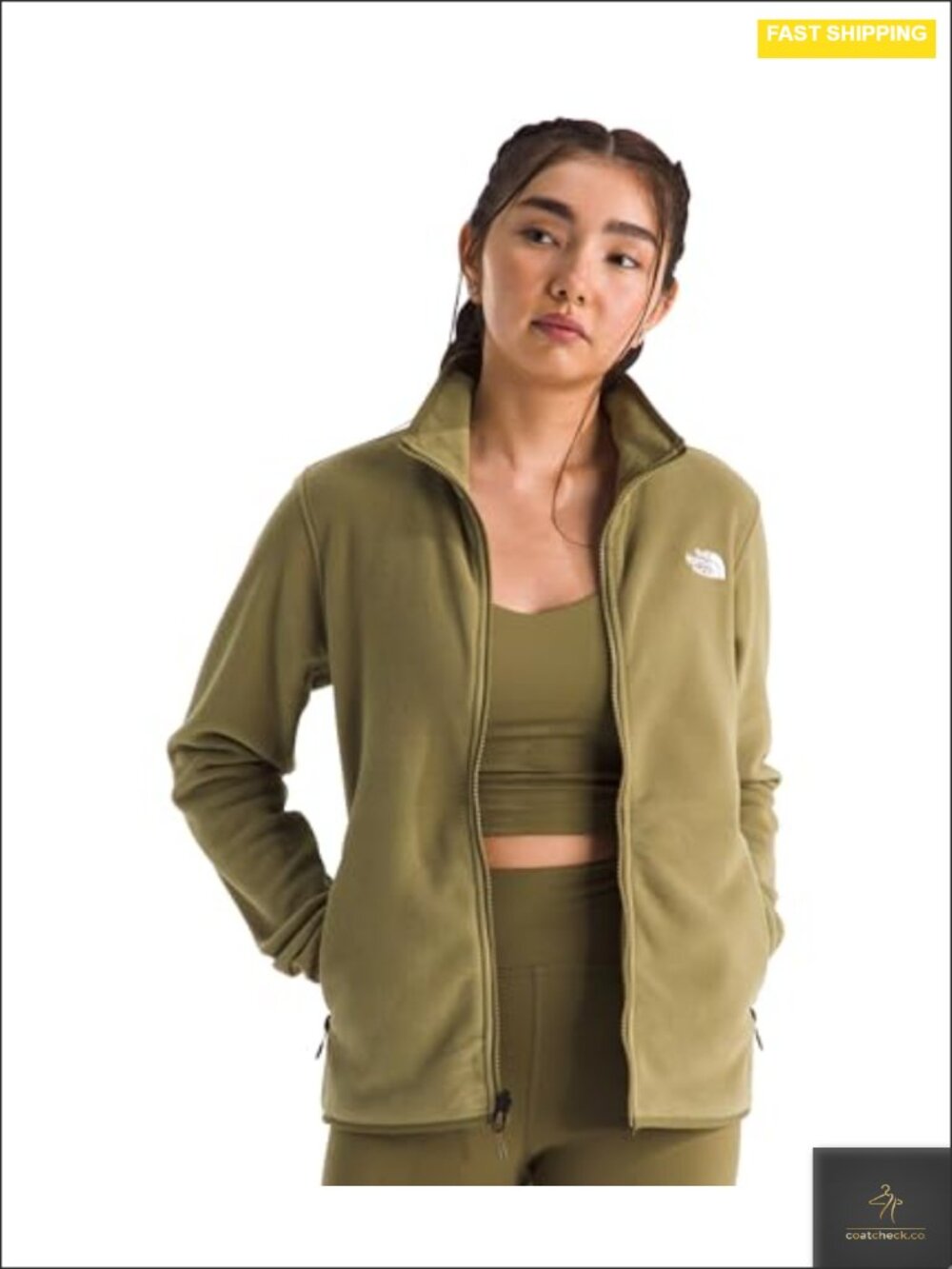 Women's Fleece Jacket Zip Hand Pockets Recycled Polyester Layering Piece Outdoor